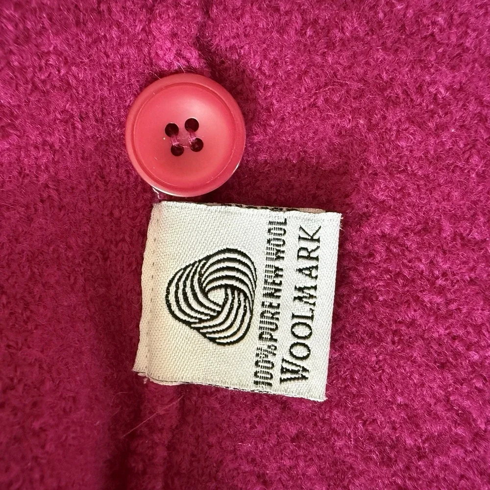 Pendleton Cardigan Size L Magenta Sweater Pure Virgin Wool Made In Hong Kong - Picture 5 of 12